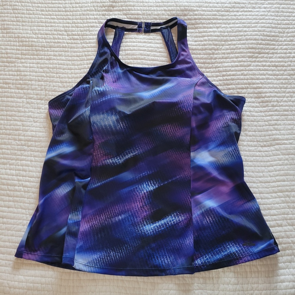 Aquabelle Swimsuits For All Purple Blue Abstract Tankini Top Plus Size 20 - Picture 1 of 11